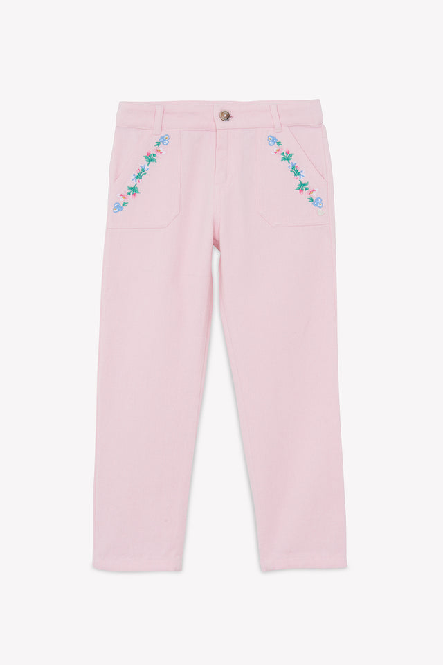 Pantaloni - Rosa cotone Ricamo - Image principale