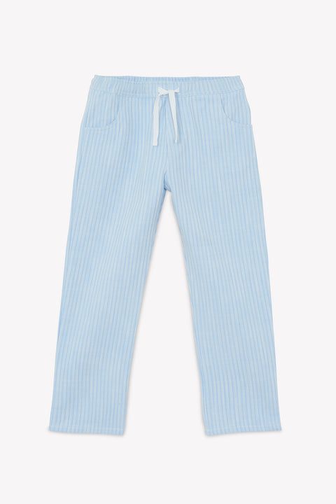Pantalon - Azul nube Rayas algodon - Image principale