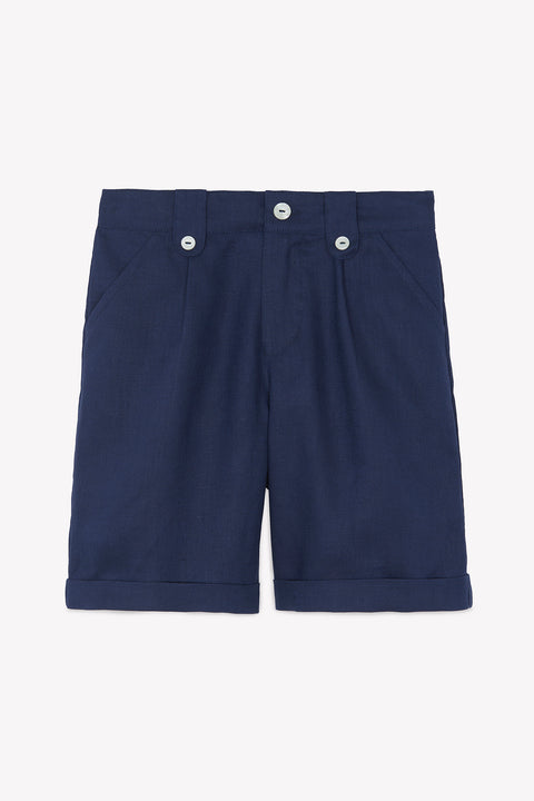 Kurze Hose - Marineblau Leinen Zeremonie - Image principale