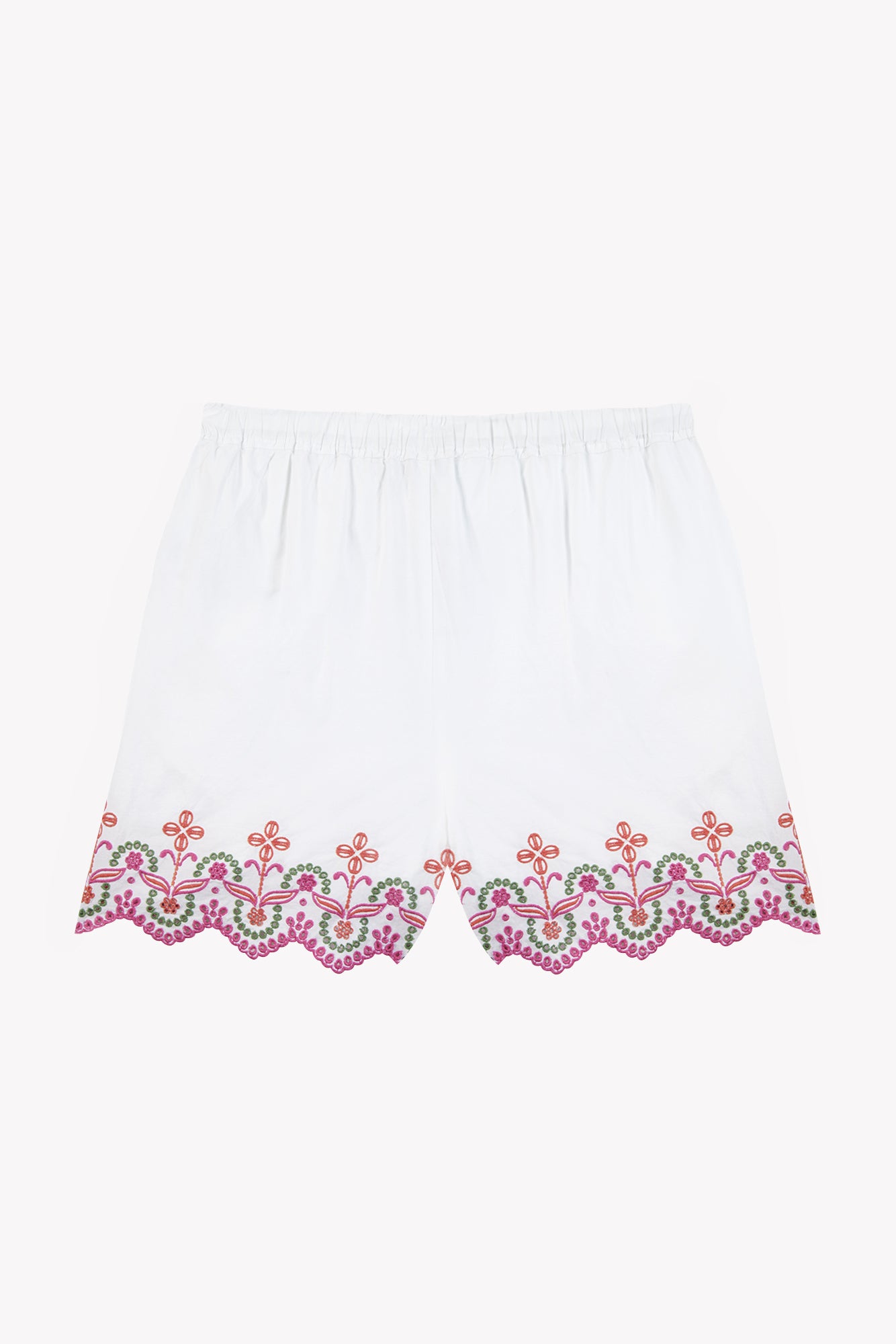 Short Femme - Blanc coton brodé