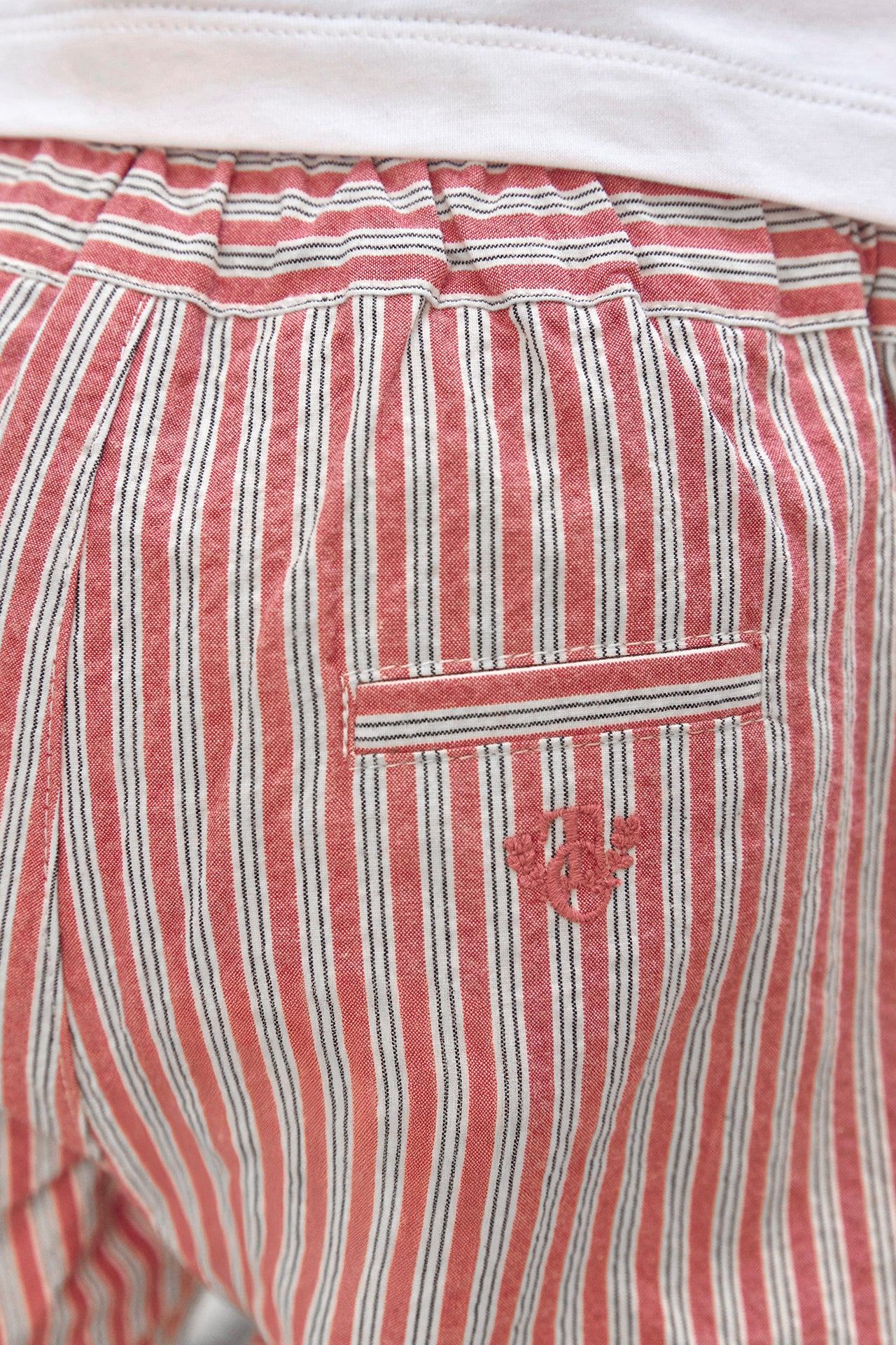 Kurze Hose - Rot Baumwolle Streifens