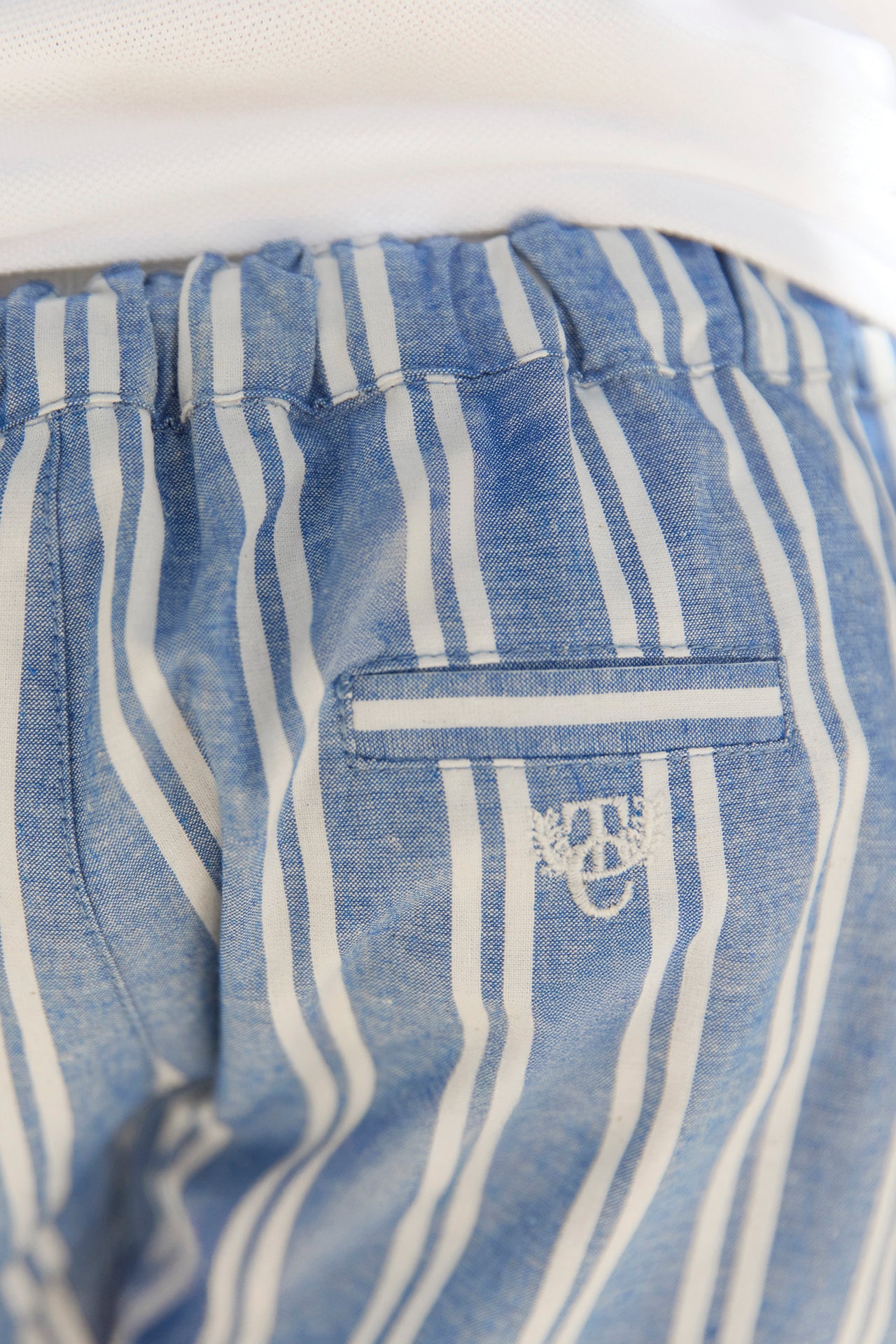 Kurze Hose - Blau Baumwolle Streifens