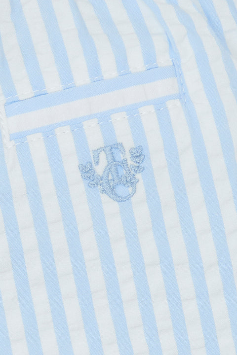 Short - Bleu nuage coton rayures - Image principale