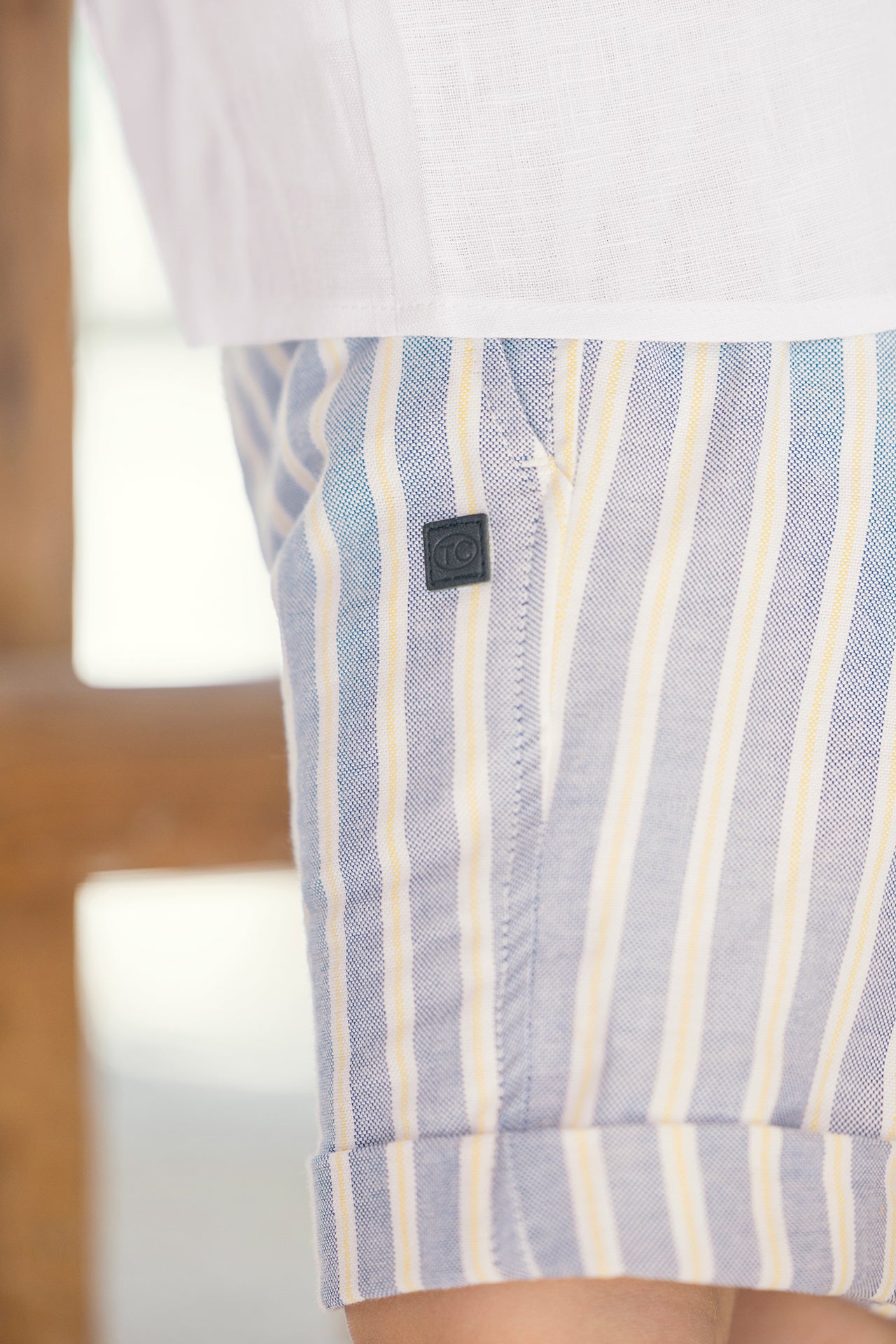 Short - Bleu coton rayures