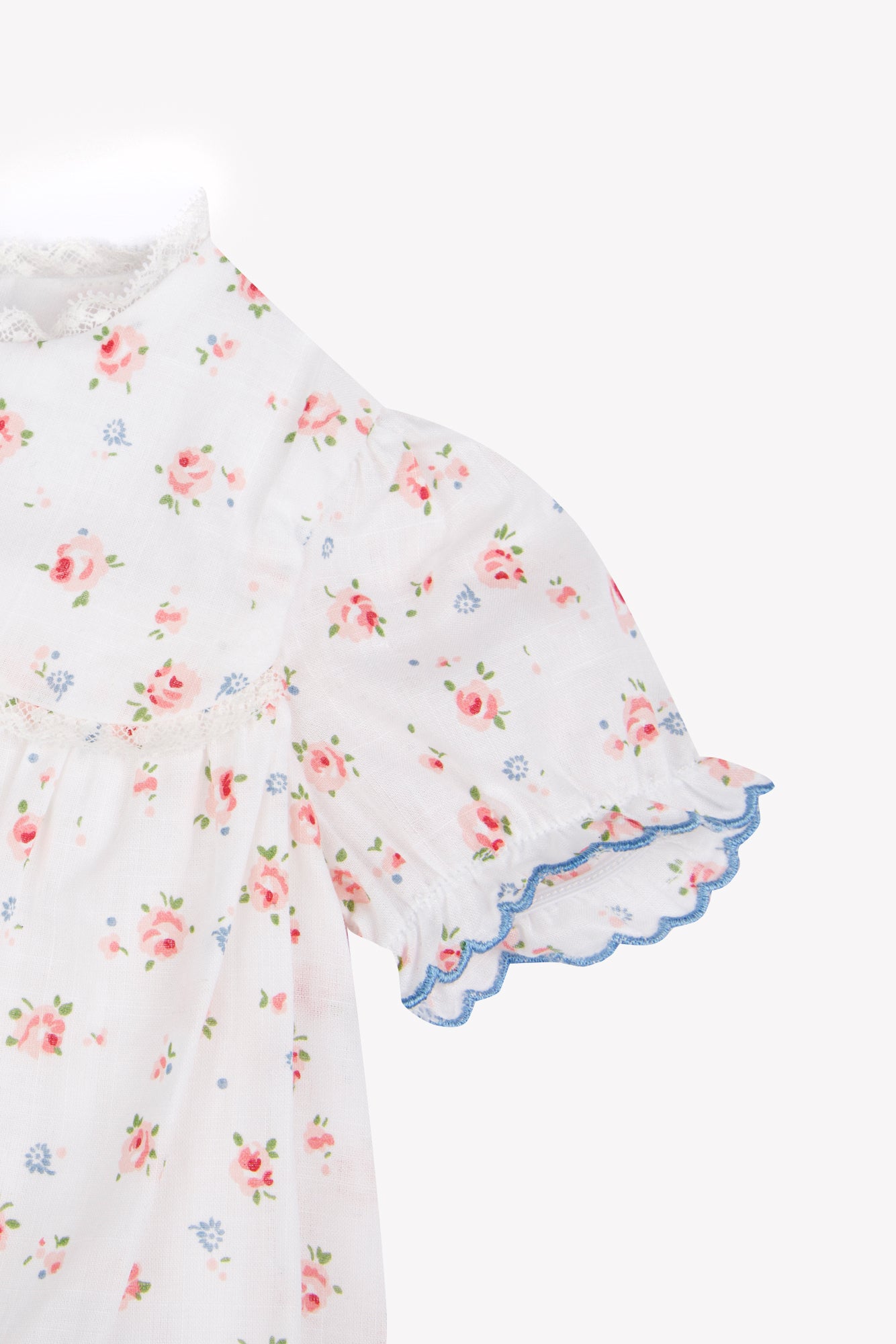 Kleid - Ecru Baumwollblumen