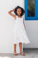 Kleid - Baumwolle Weiss Blumendetail