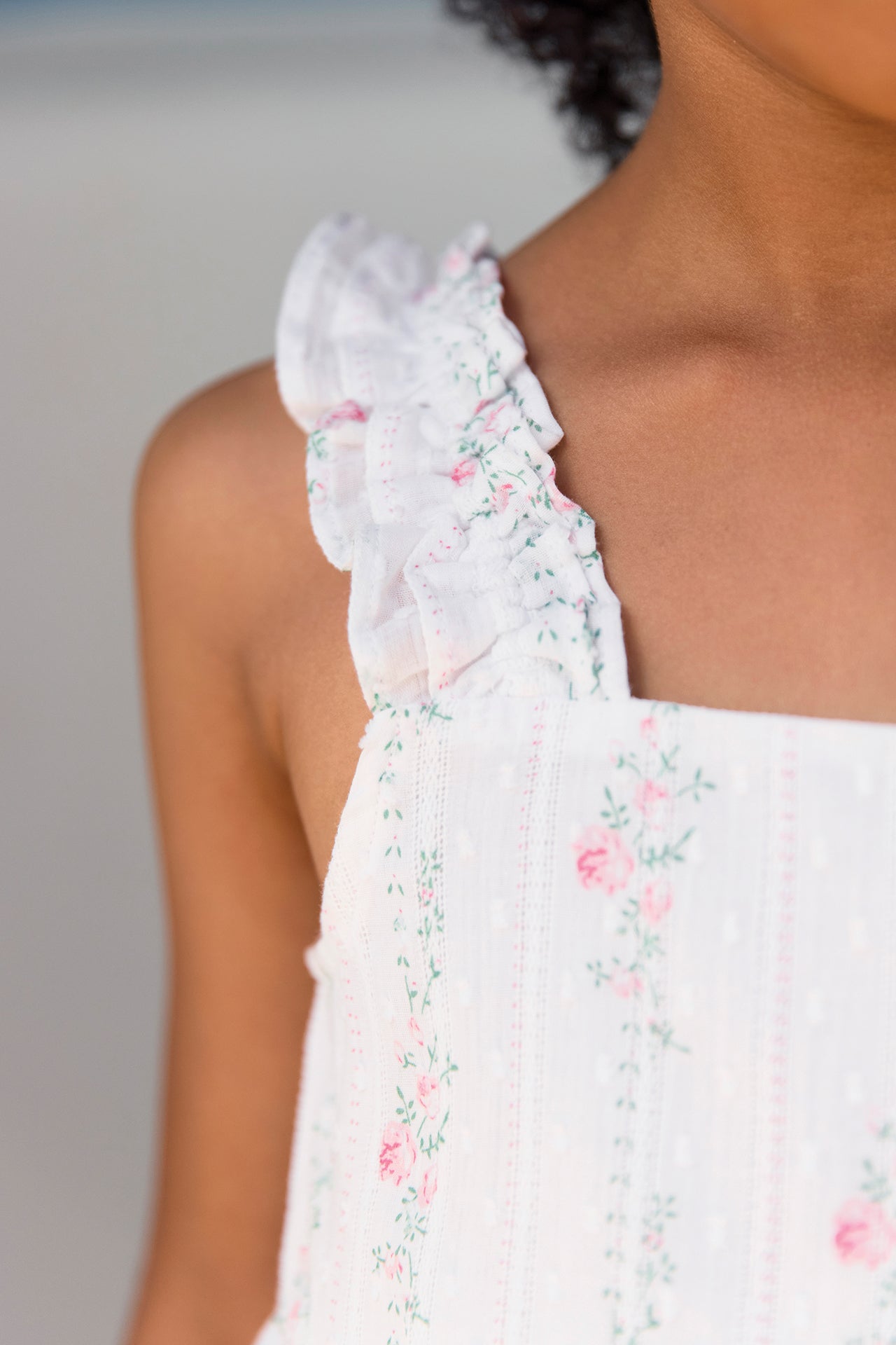 Kleid - Baumwolle Weiss Blumendetail