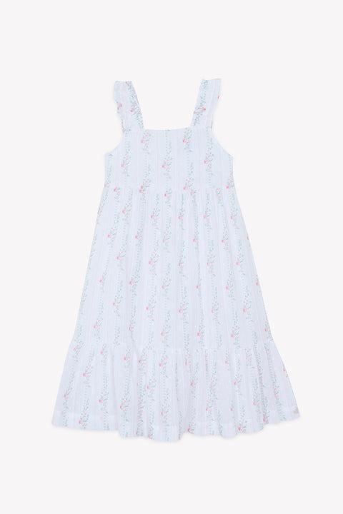 Robe - Coton blanc imprimé fleuri - Image principale