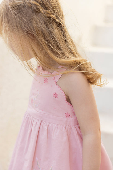 Robe - Rose pâle coton broderie - Image principale