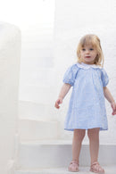 Vestido - Algodón azul Cuello Peter Pan