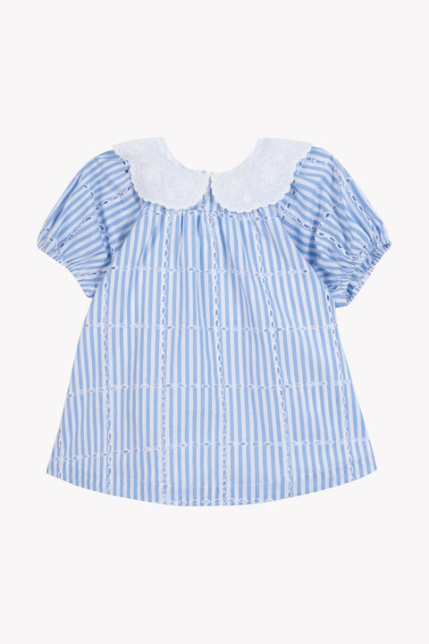 Vestido - Algodón azul Cuello Peter Pan - Image principale