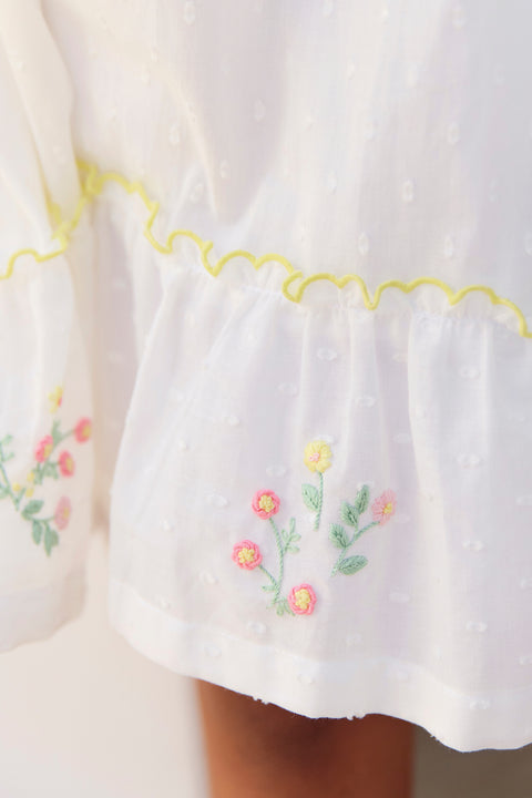 Dress - White cotton Plumetis - Image principale