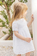 Kleid - Weiss Baumwolle Stickerei Englisch