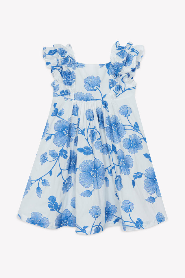 Robe - Bleu coton fleurs - Image principale