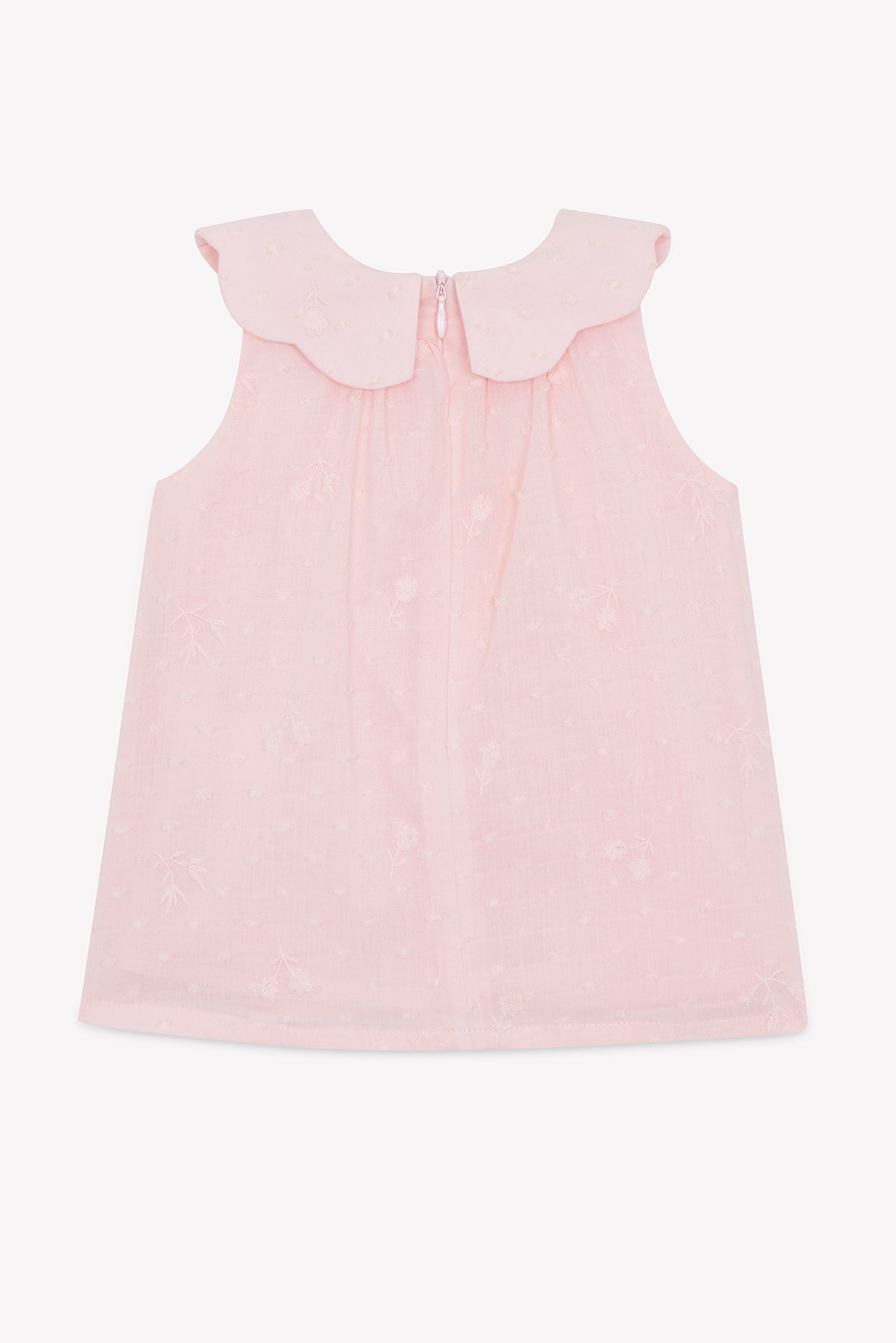 Dress - Pink powdered cotton Peter pan collar