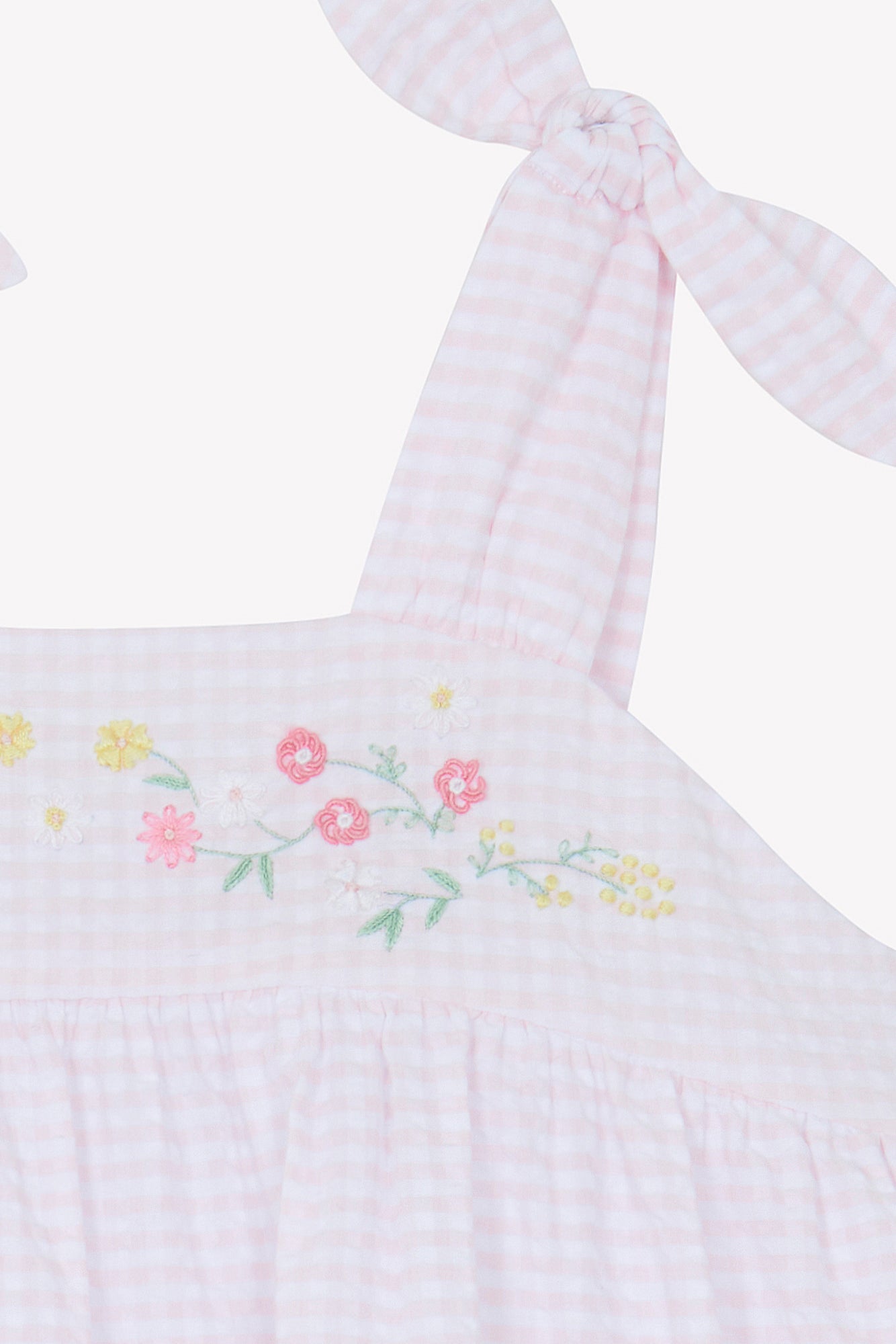 Vestido - Rosa pálido patrón de algodón Vichy