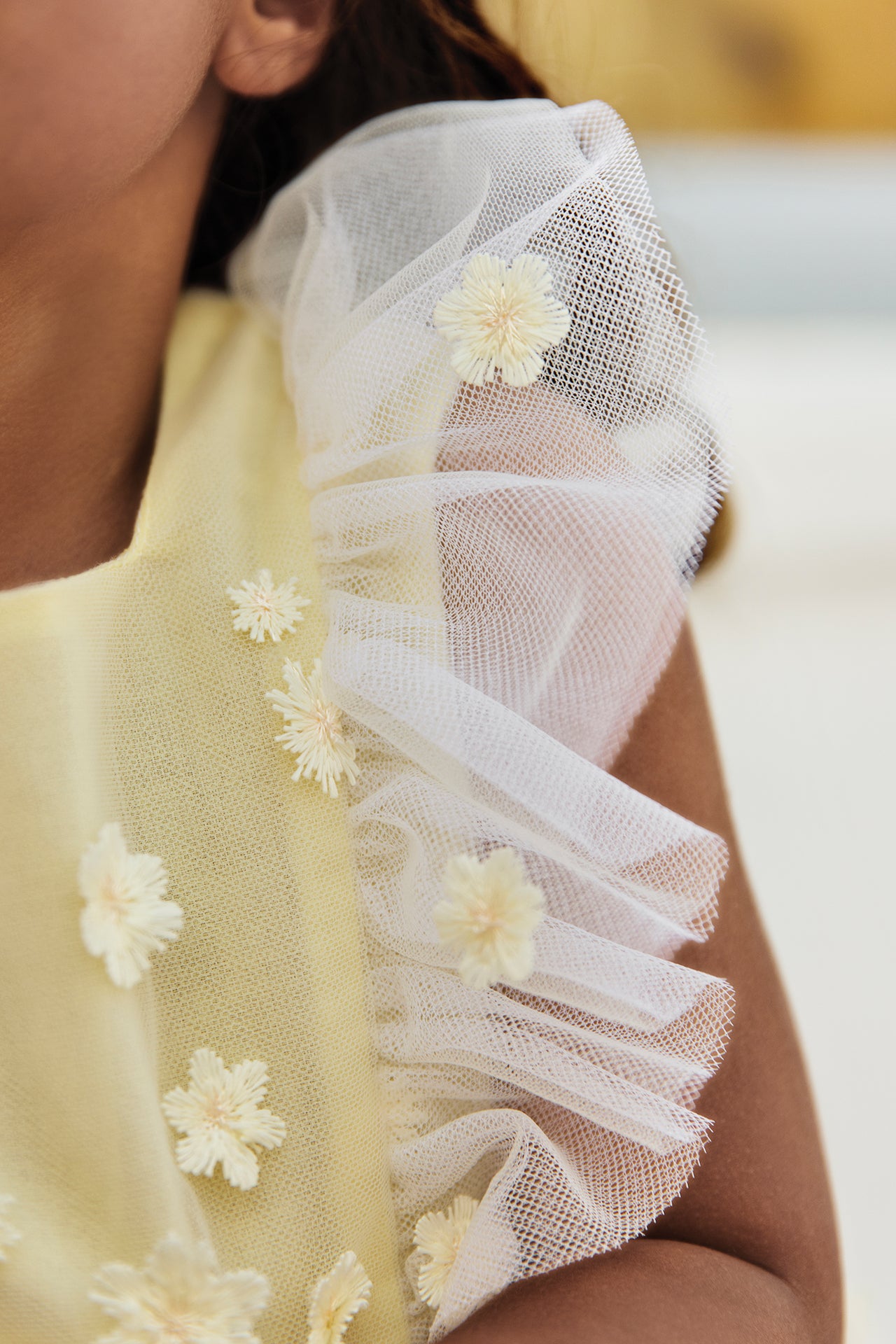 Vestido - Amarillo flores de tul