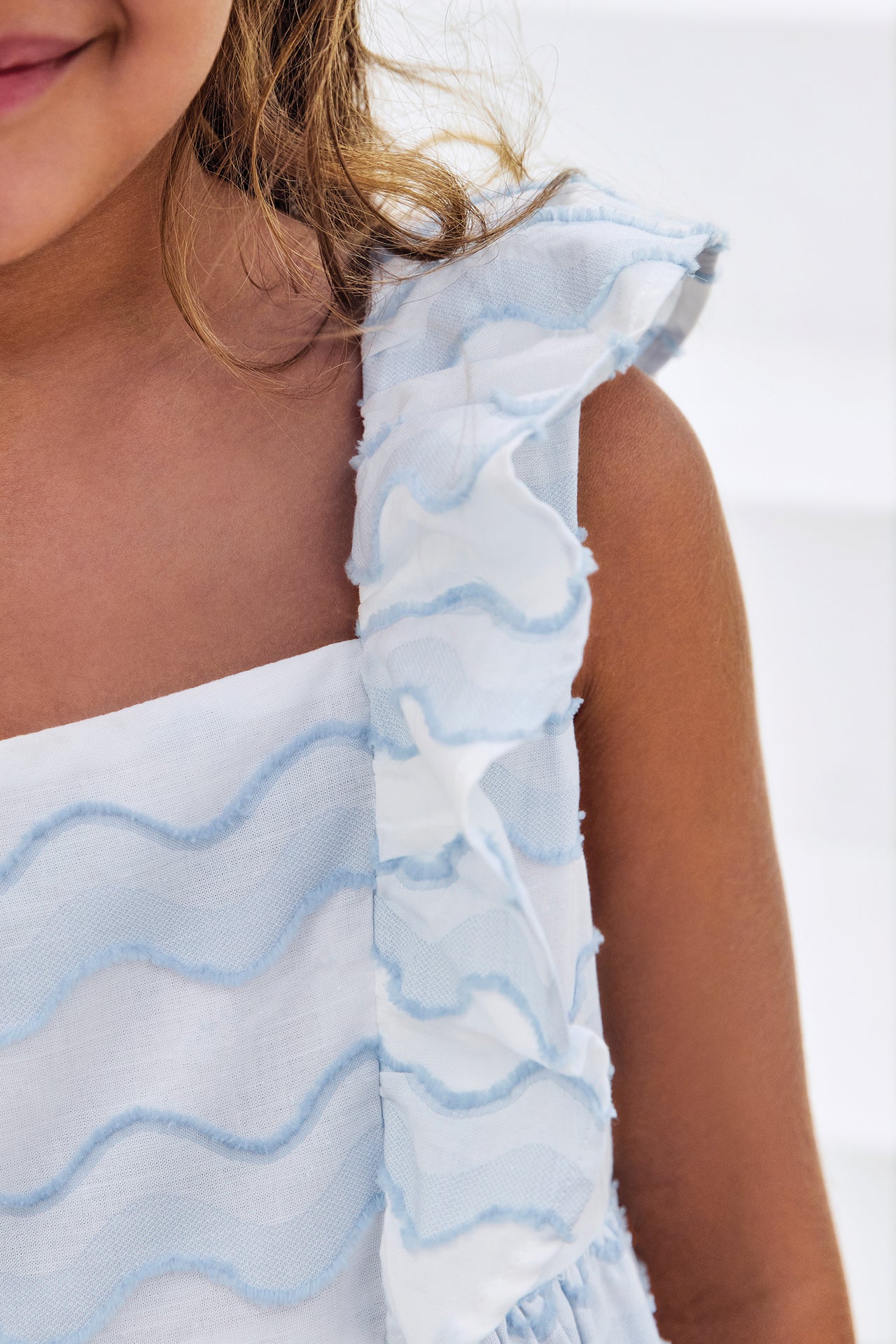 Jurk - Azuurblauw golfpatroon