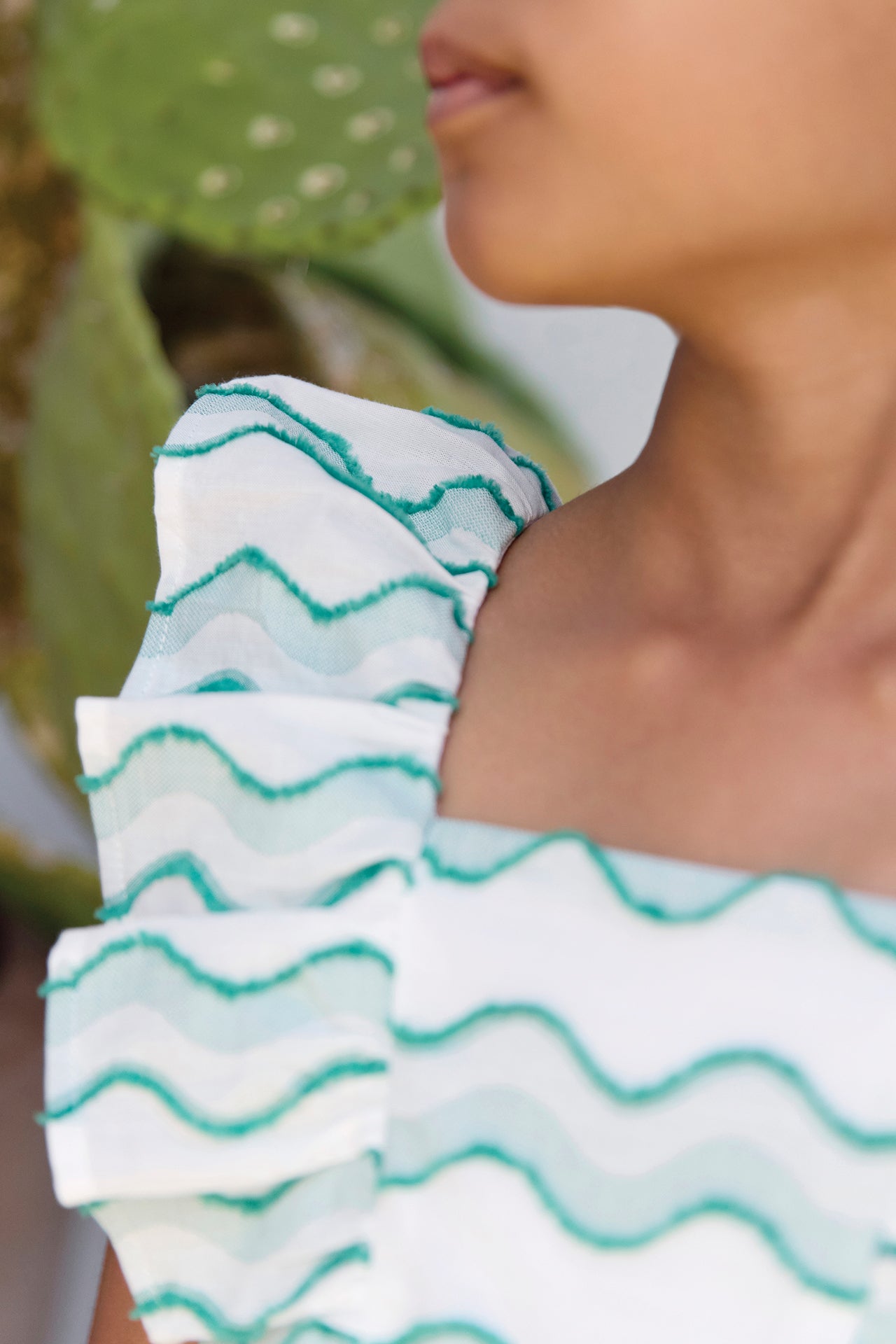 Robe - Vert motif vague