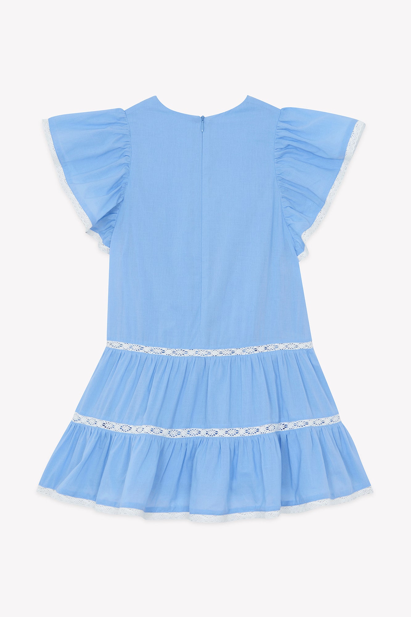 Kleid – Azurblaue Baumwolle Spitze