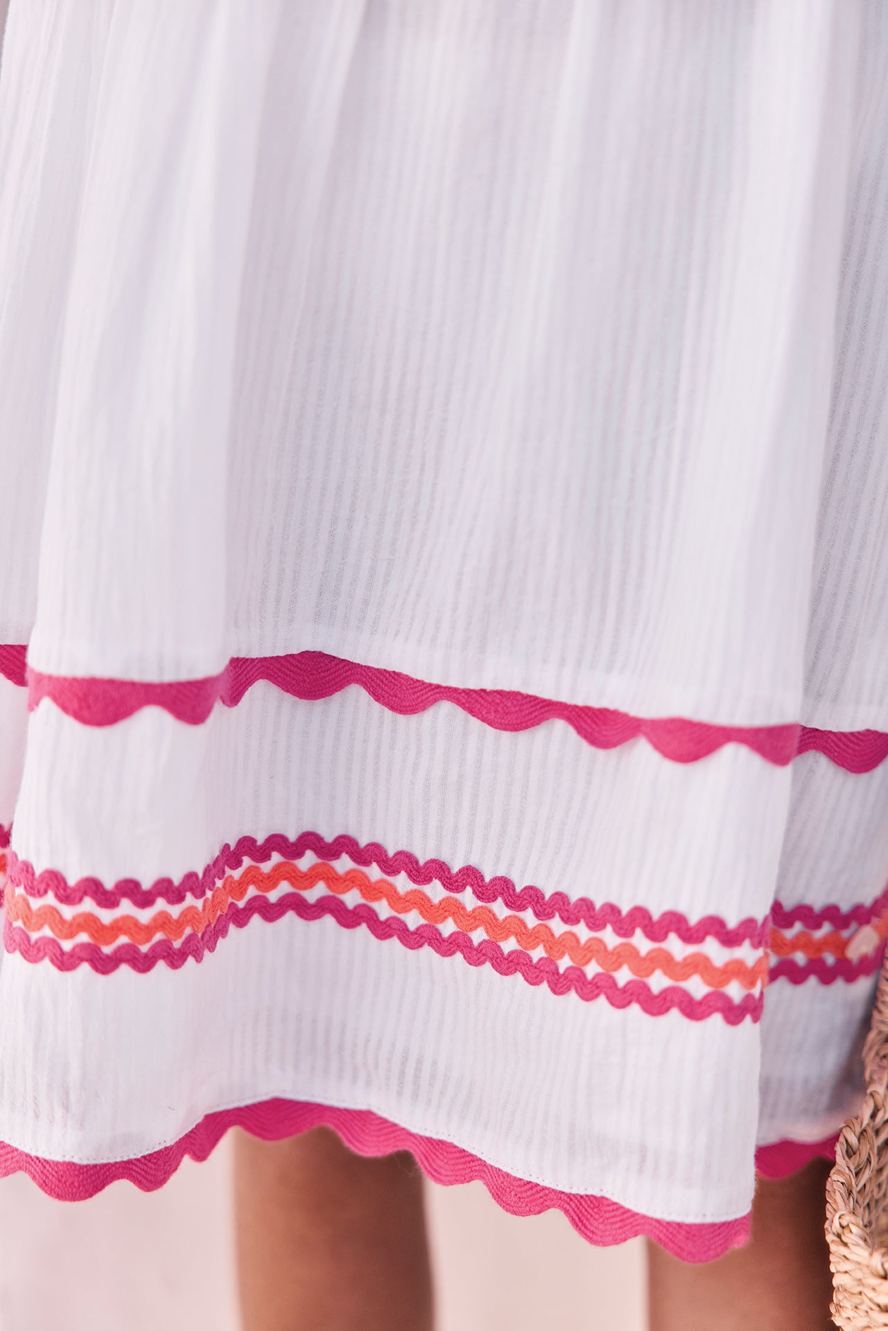 Kleid - Weiss Baumwolle Gemahlen