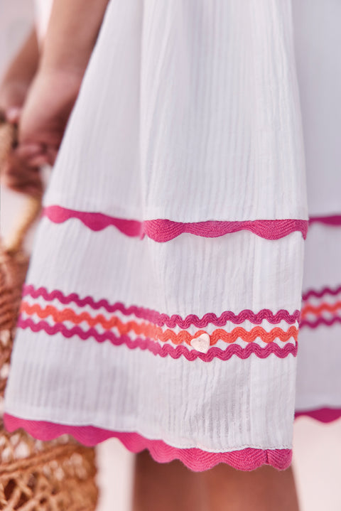 Kleid - Weiss Baumwolle Gemahlen - Image principale