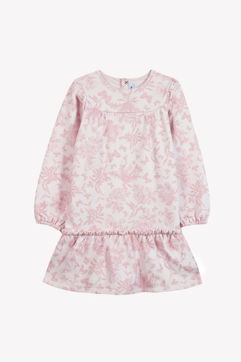 Robe - Rose 100% coton imprimé inspiration Toile de Jouy - Image principale