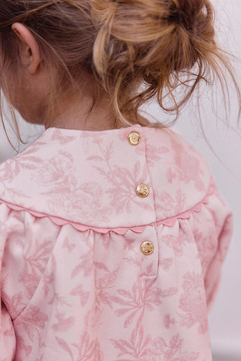 Robe - Rose molleton imprimé illustration Toile de Jouy - Image principale