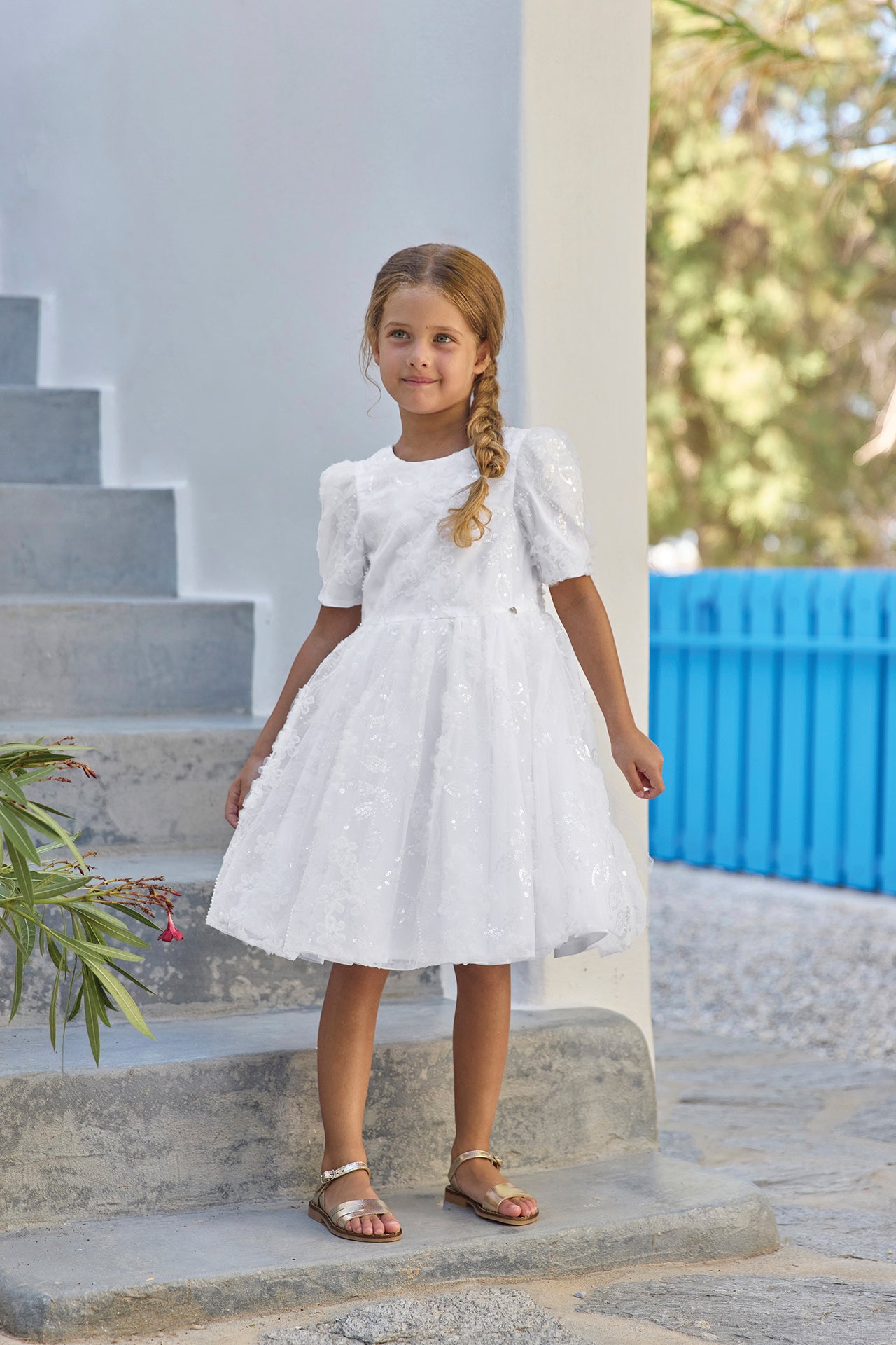 Jurk - Wit pailletten Ceremonie