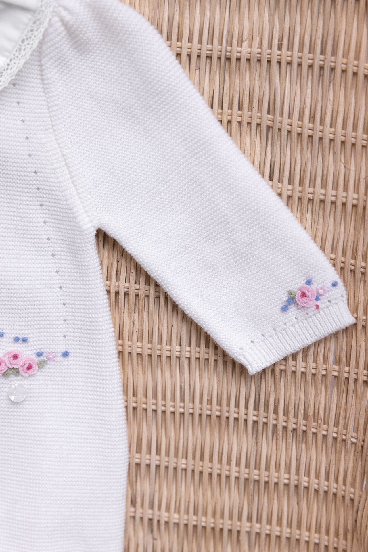 Jumpsuit long - Ecru cotton flowers