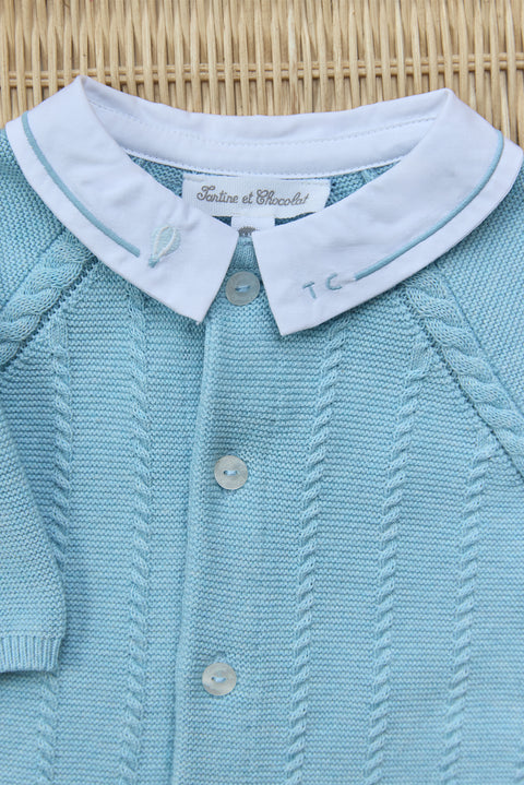 Langer Overall - Blau Horizont-Heide-Baumwolle - Image principale