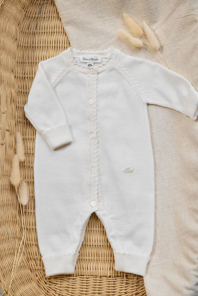 Langer Overall - Ecru Baumwolle Zopf - Image principale