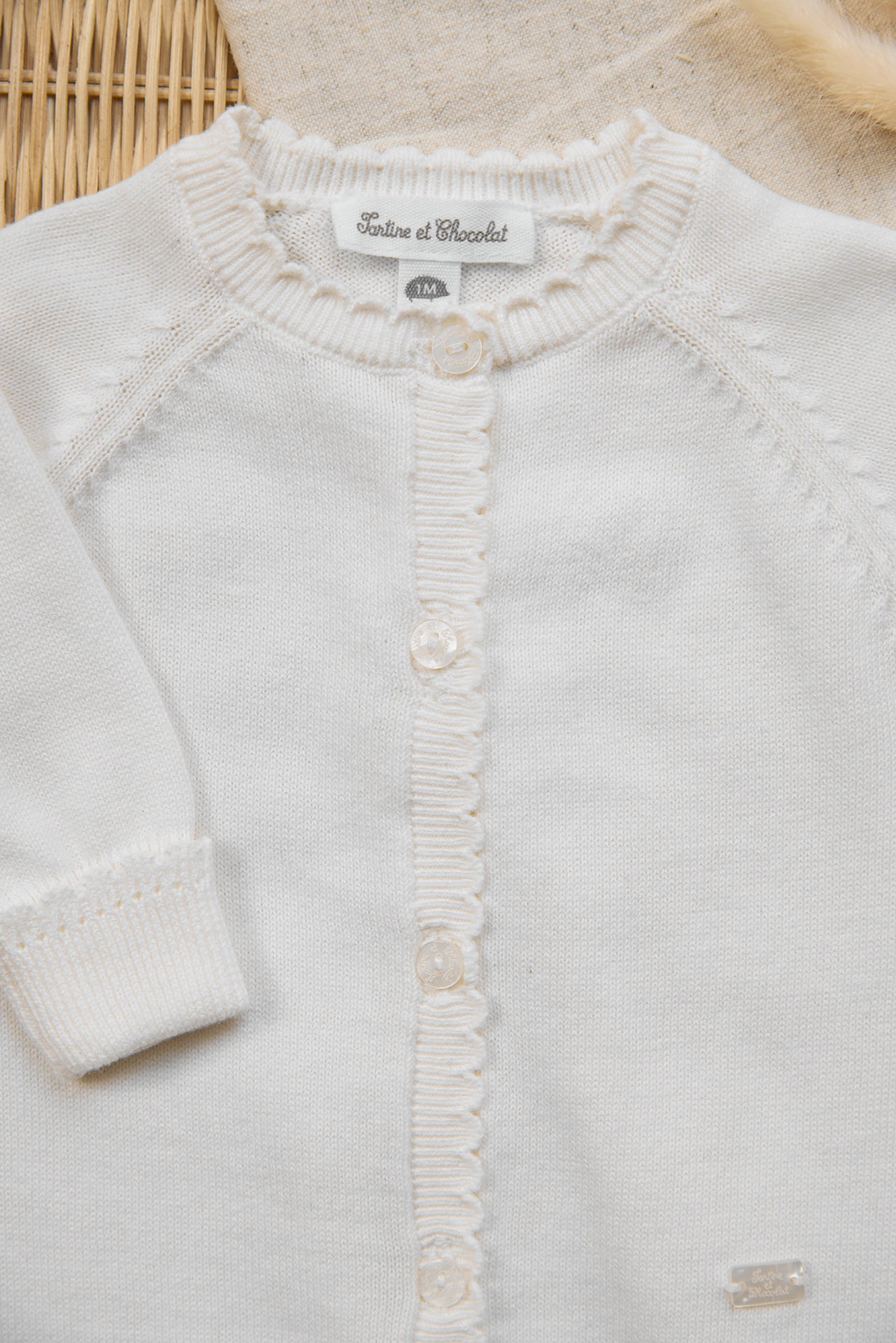 Langer Overall - Ecru Baumwolle Zopf