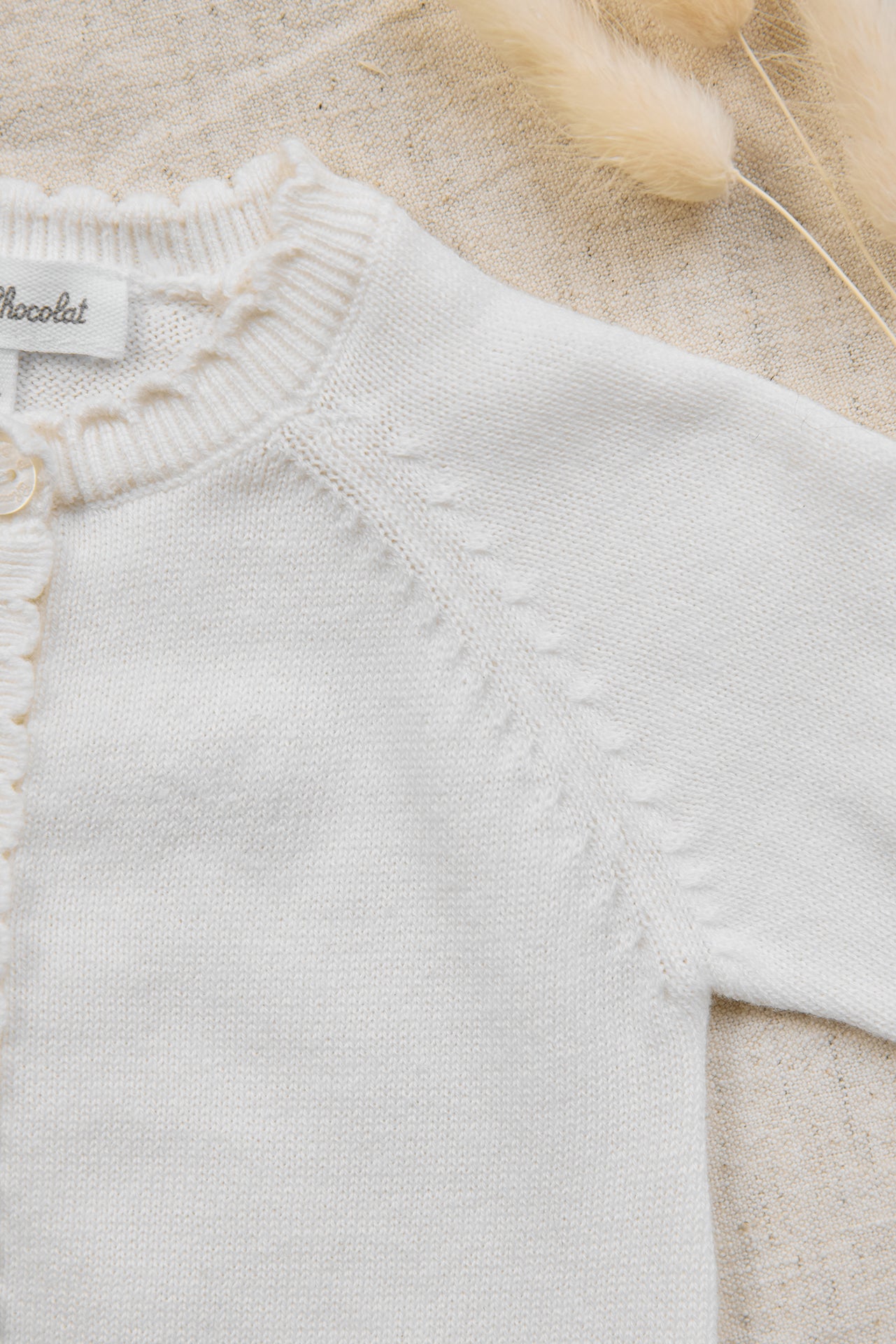 Langer Overall - Ecru Baumwolle Zopf