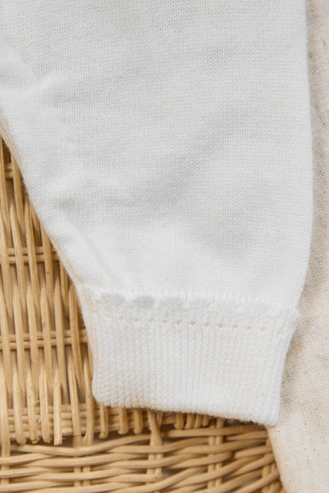 Langer Overall - Ecru Baumwolle Zopf - Image principale