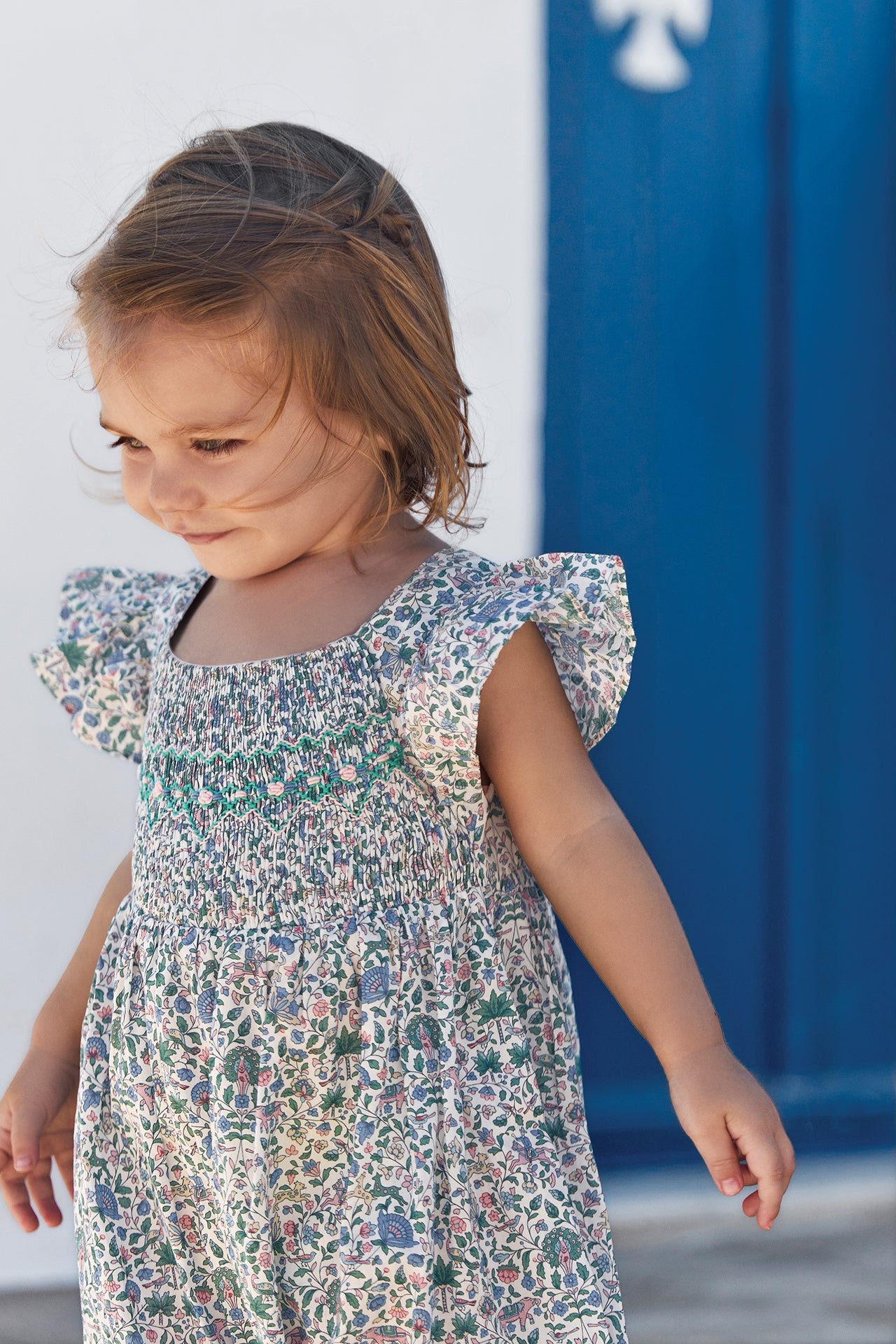 Lange jumpsuit - Blauw Gedruktstof Liberty