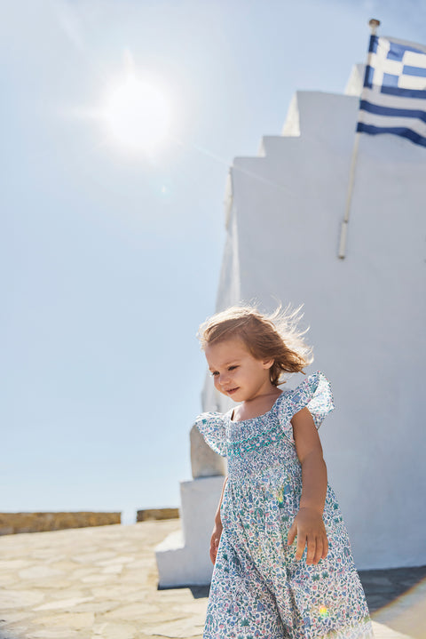 Combinaison longue - Bleu imprimé tissu liberty - Image principale