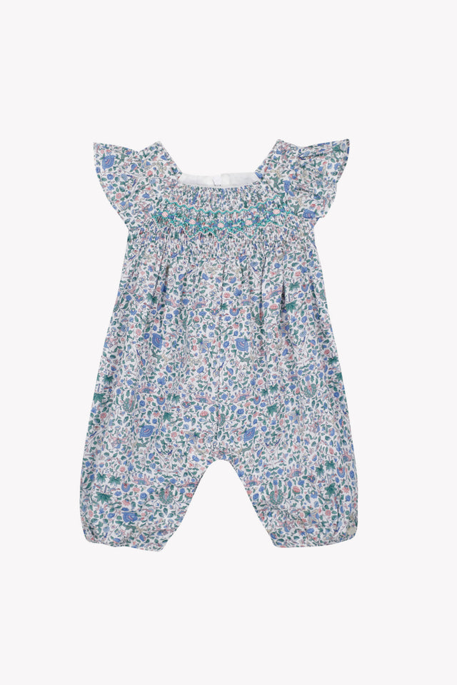 Combinaison longue - Bleu coton imprimé tissu liberty - Image principale