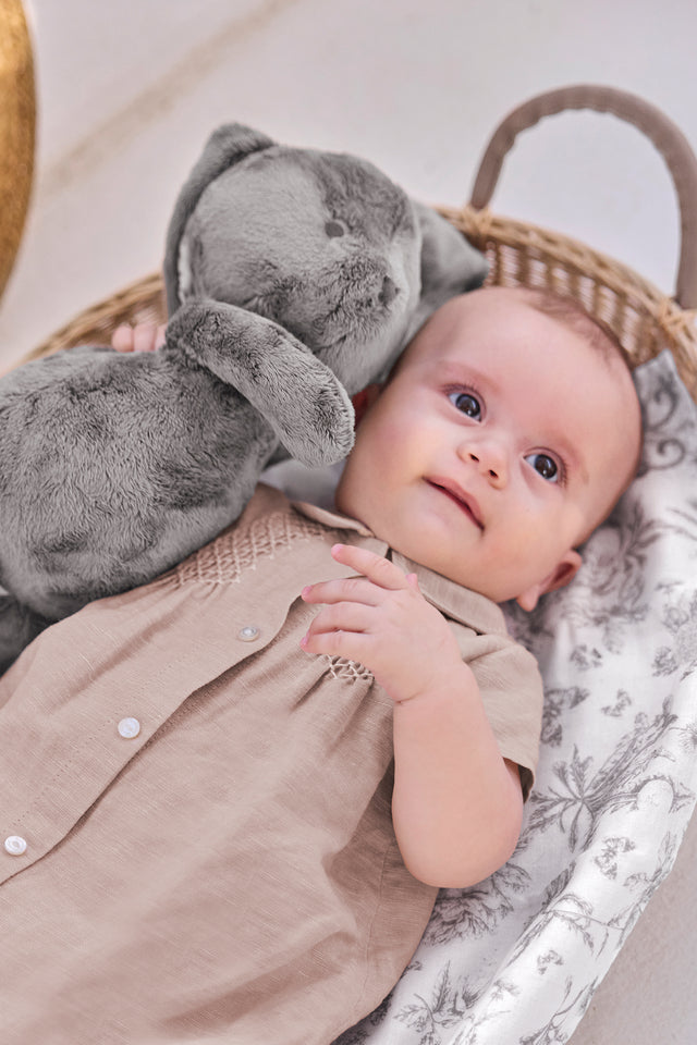 Jumpsuit short - Beige heather Peter pan collar smock - Image principale