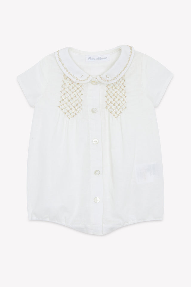 Combinaison courte - Ecru coton smock - Image principale