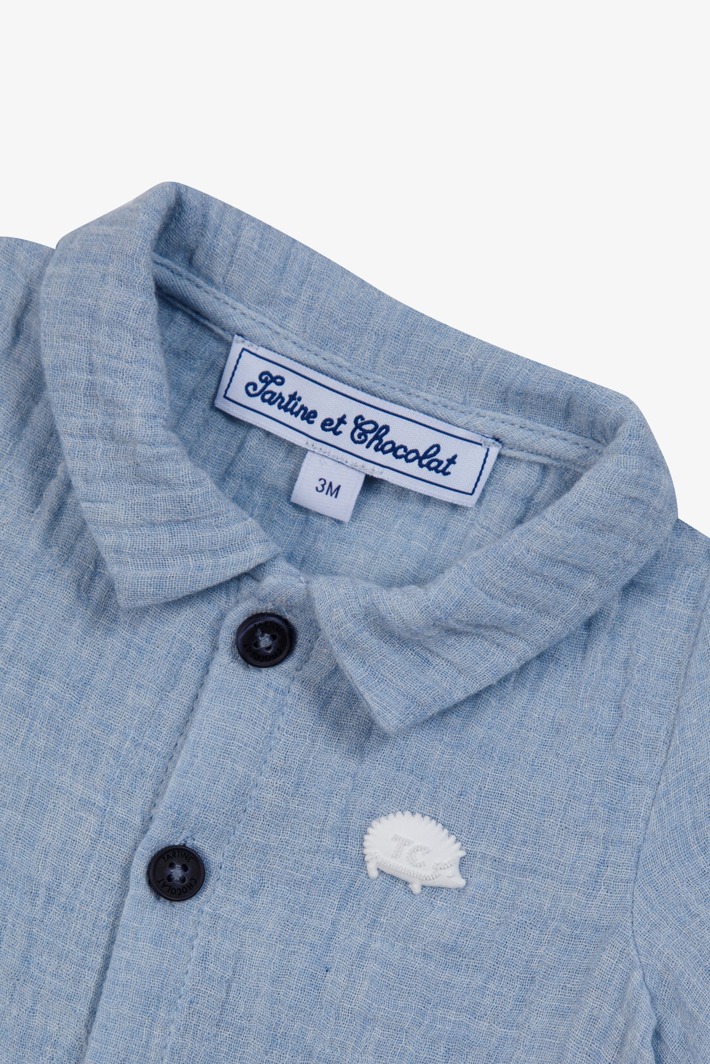 Combinaison courte - Bleu nuage coton écusson TC