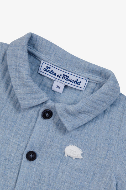 Completo breve - Blu Stemma TC in cotone nuvola - Image principale