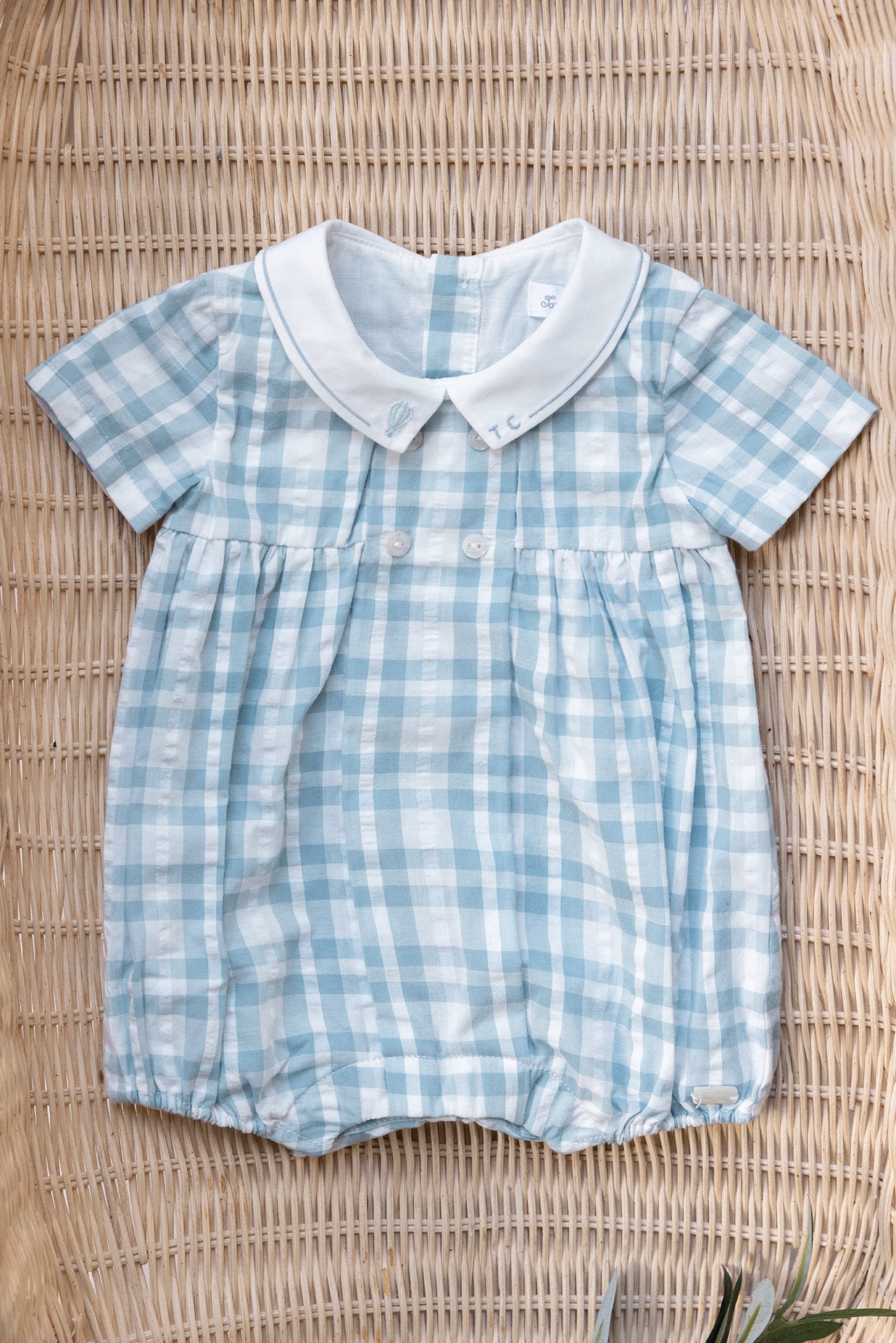 Combinaison courte - Bleu horizon coton carreaux