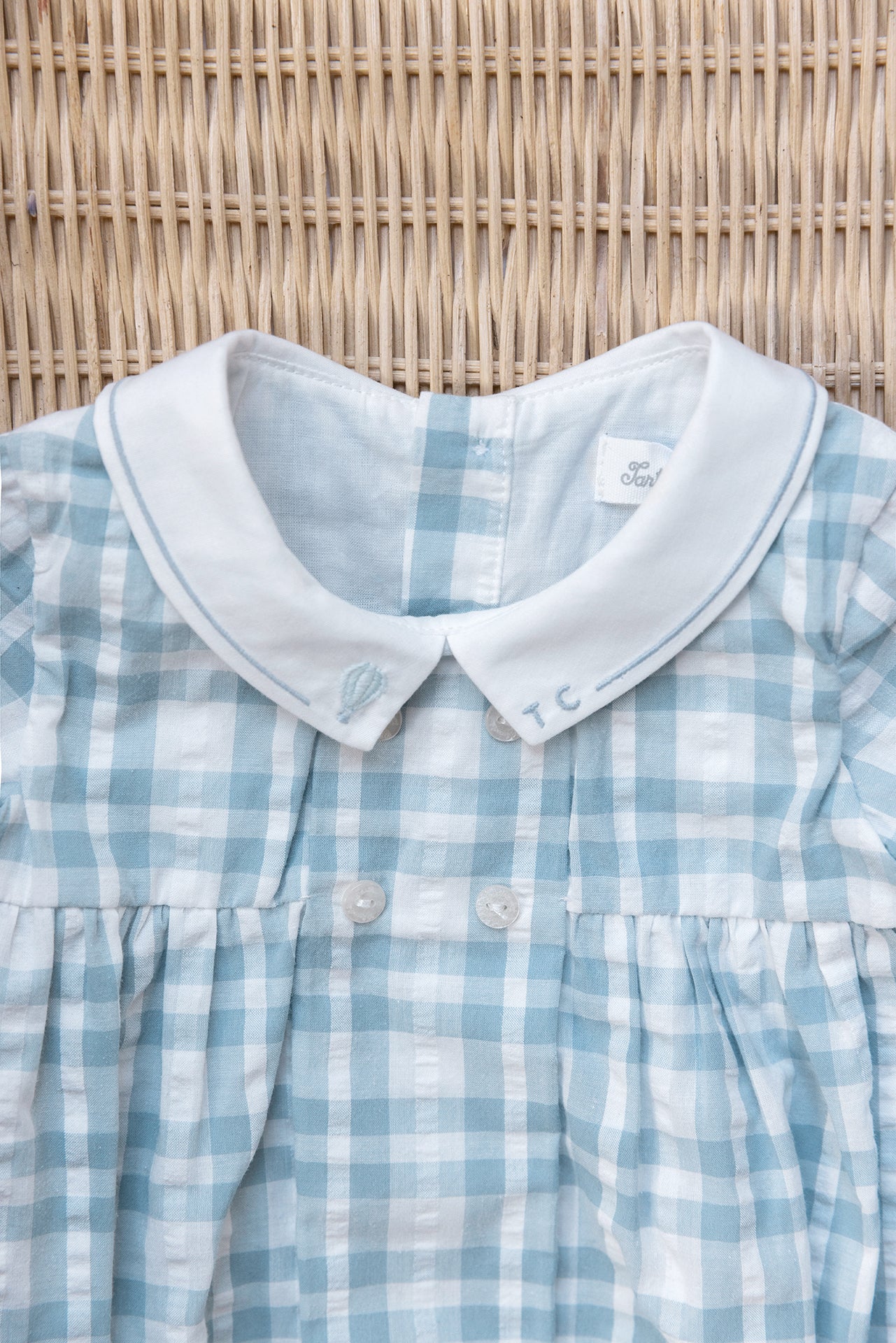 Combinaison courte - Bleu horizon coton carreaux