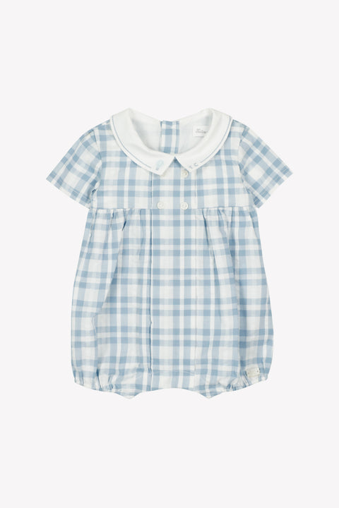 Combinaison courte - Bleu horizon coton carreaux - Image principale