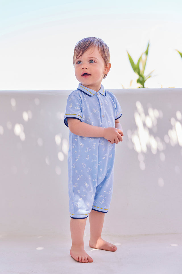 Kurzer Overall - Blau klare Wolke DruckMeer - Image principale