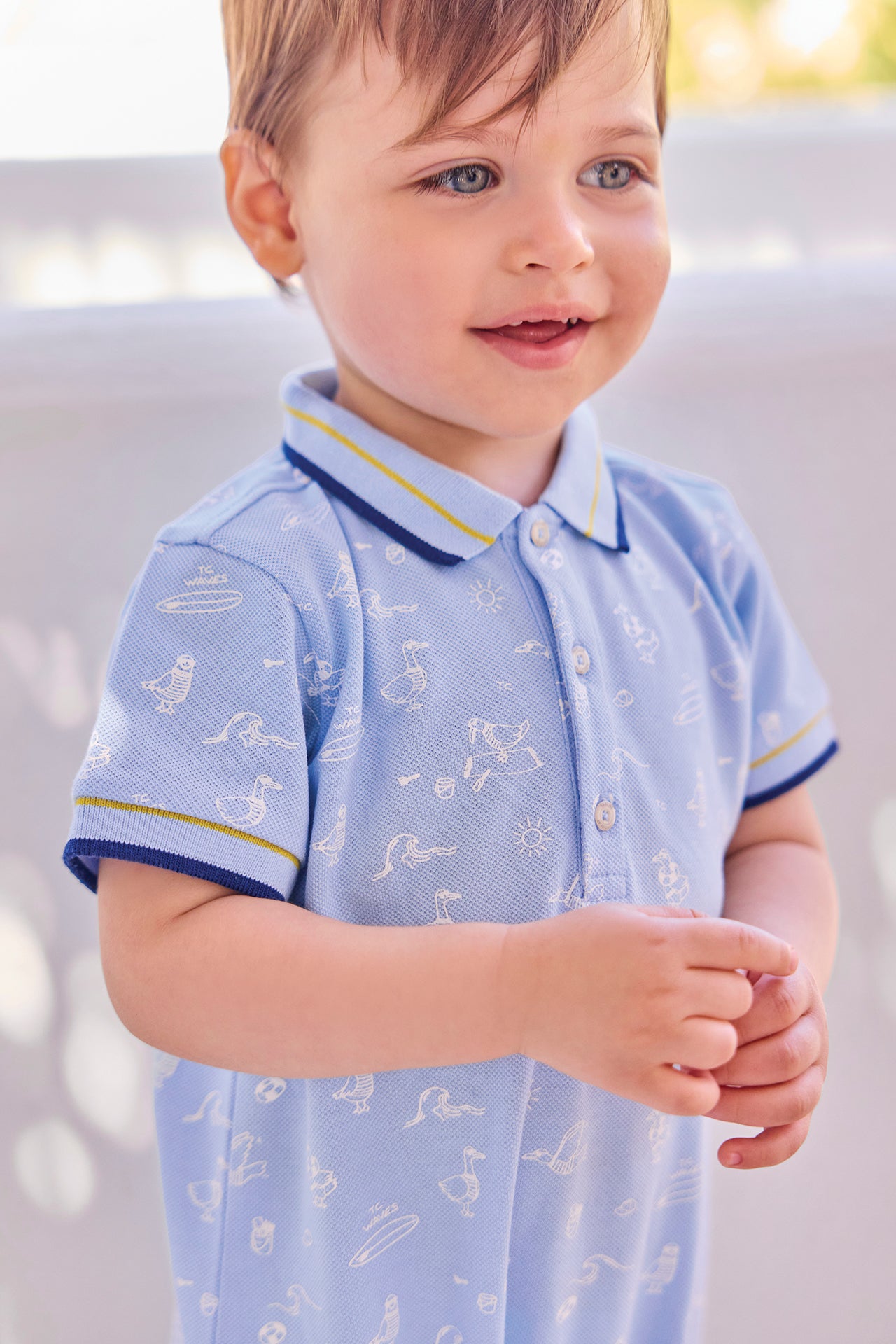 Kurzer Overall - Blau klare Wolke DruckMeer