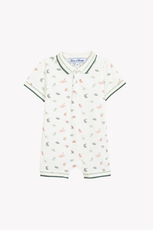 Kurzer Overall - Ecru DruckDinosaurier - Image principale