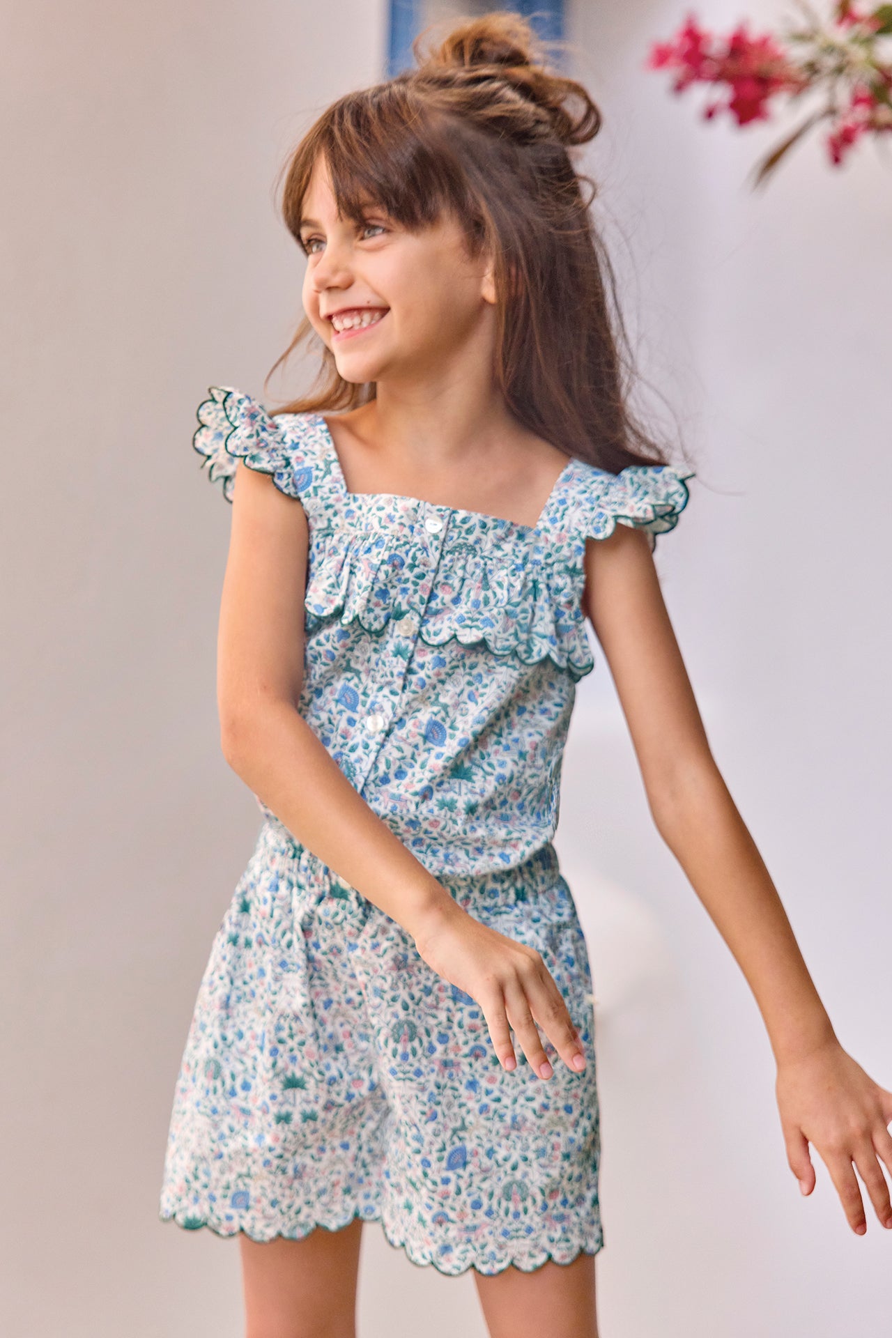 Jumpsuit short - Blue Print fabric Liberty girl | Tartine et Chocolat