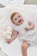 Jumpsuit short - Ecru cotton floral pattern